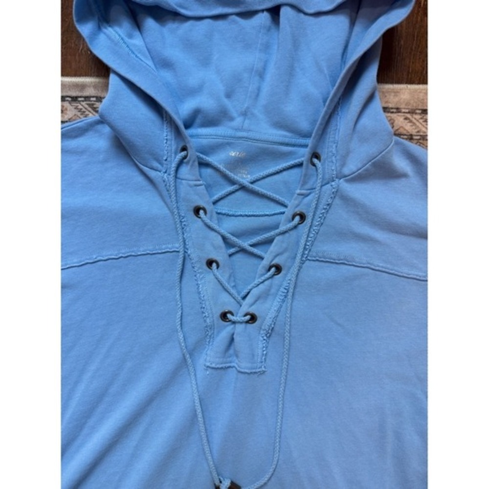 aerie Light Blue Sunday Soft Lace-Up Oversized Hoodie L Layering Coastal - Picture 5 of 7